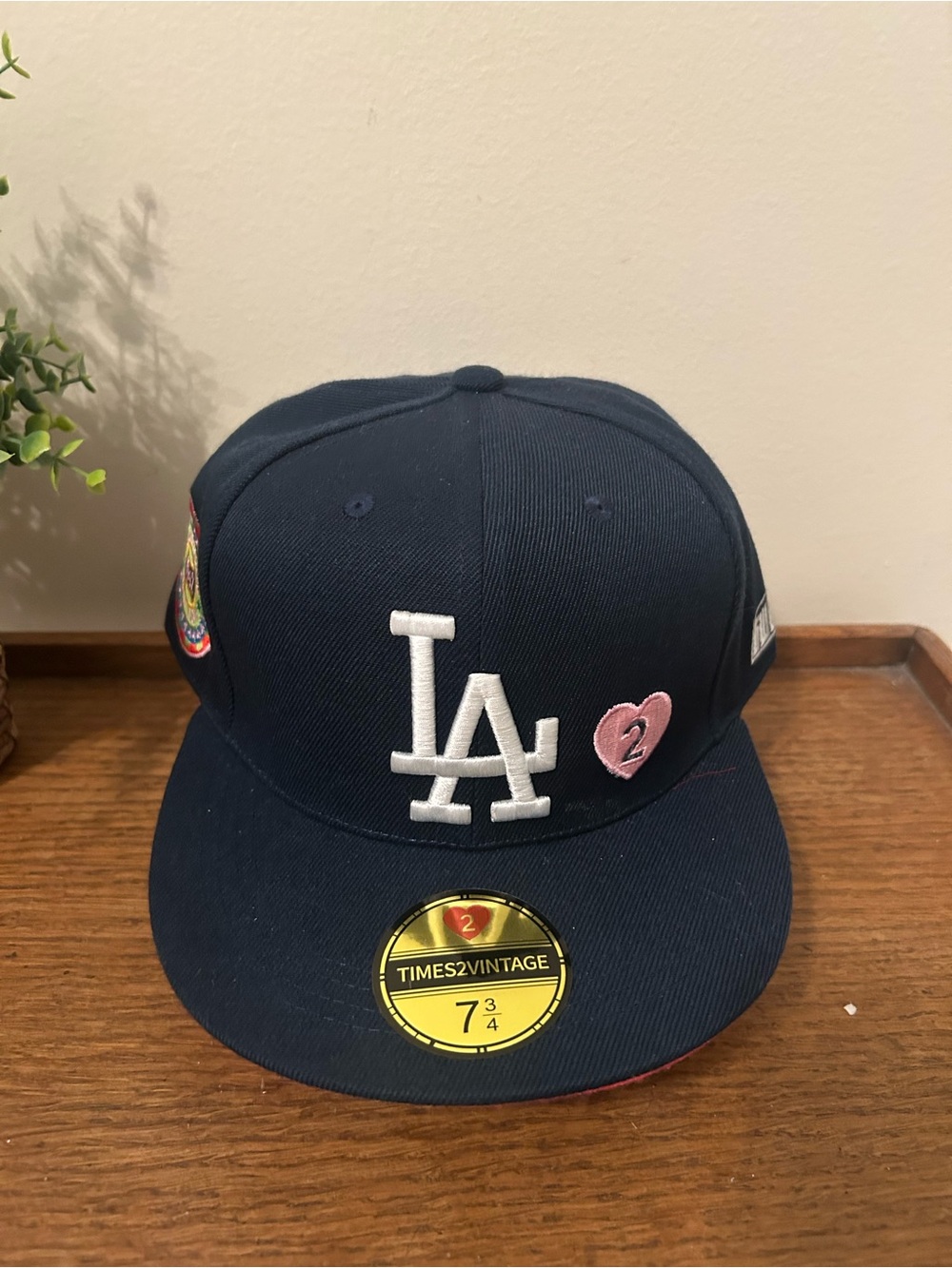 LA Dodgers Baseball Cap Pink Heart by TIMES2VINTAGE Sz 7 3/4 NWOT
